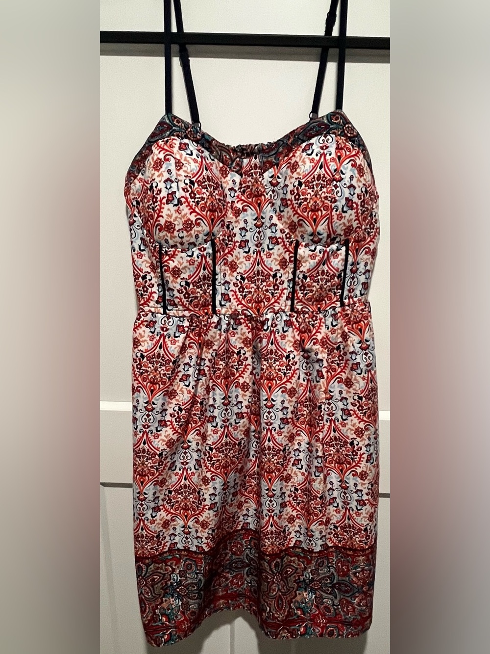 Ultra Pink Red & White Paisley Fit & Flare Mini Fit & Flare Dress Size Small